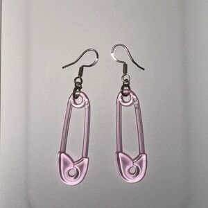 Pink Safety Pin Dangle Earrings - Women Accessories